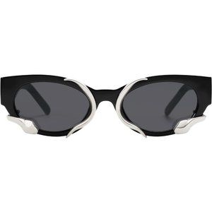 Women Black Vintage Narrow Cateye Metal Snake Sunnie Y2k Trendy Sunglasses
